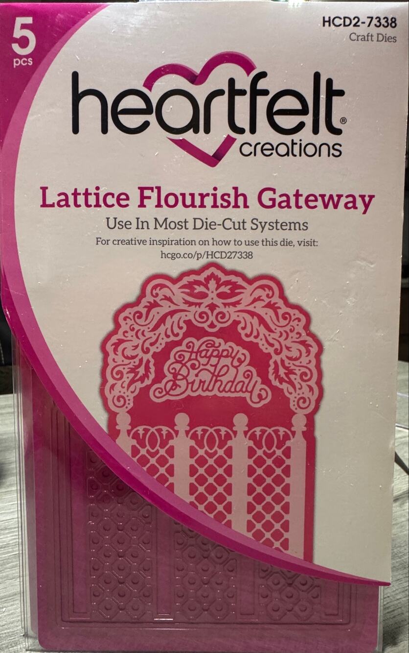 Heartfelt Creations Lattice Flourish Gateway Die NEW Sealed Retired 5 Pc